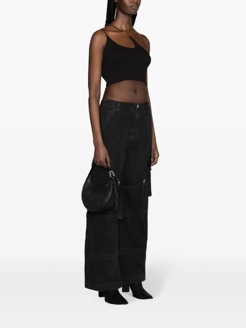 AMIRI logo-plaque ribbed-knit top - Black