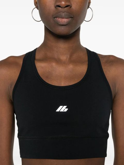 Balenciaga reflective-logo bra top - Black