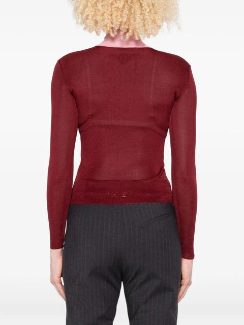 Self-Portrait high-neck long-sleeve sweater - Red