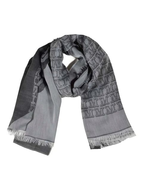 Max Mara monogram fringed scarf - Grey - zdjęcie produktu nr 1