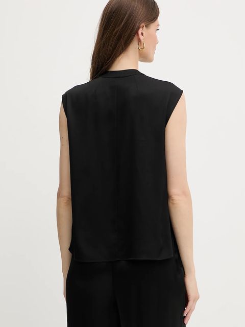 BOSS bluzka jedwabna damska kolor czarny gładka 50548238