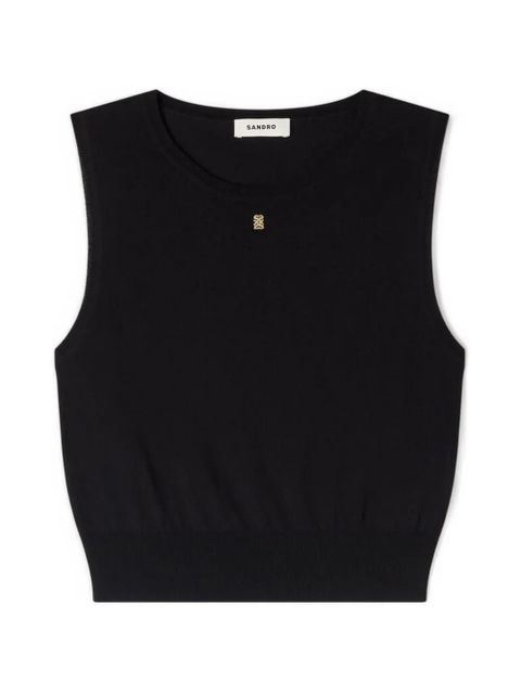 SANDRO sleeveless round-neck tank top - Black - zdjęcie produktu nr 1