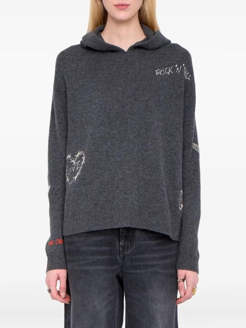 Zadig&Voltaire Markyz embroidered hoodie - Grey