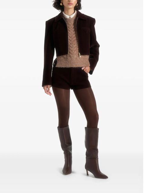 Manière De Voir velvet patent mini shorts - Brown - zdjęcie produktu nr 2