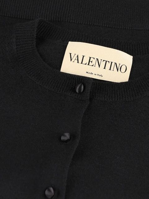 Valentino Garavani pleated-cuffs cardigan - Black