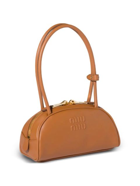 Miu Miu Beau embossed-logo leather shoulder bag - Brown - zdjęcie produktu nr 2