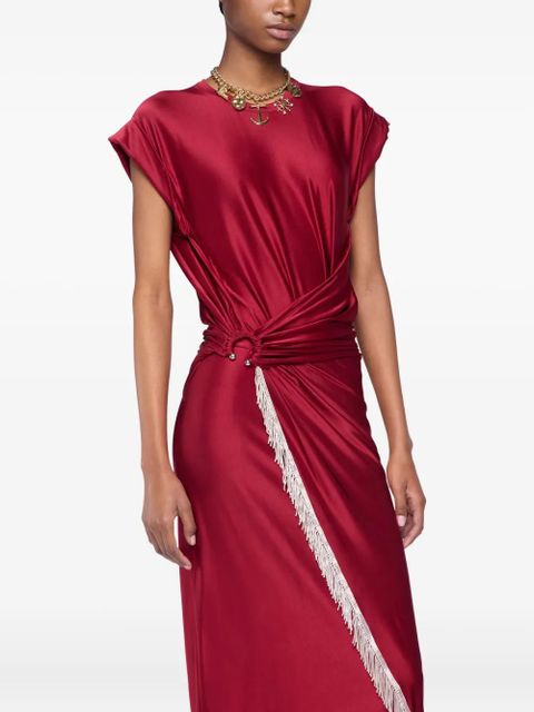 Rabanne fringe-detailed gathered dress