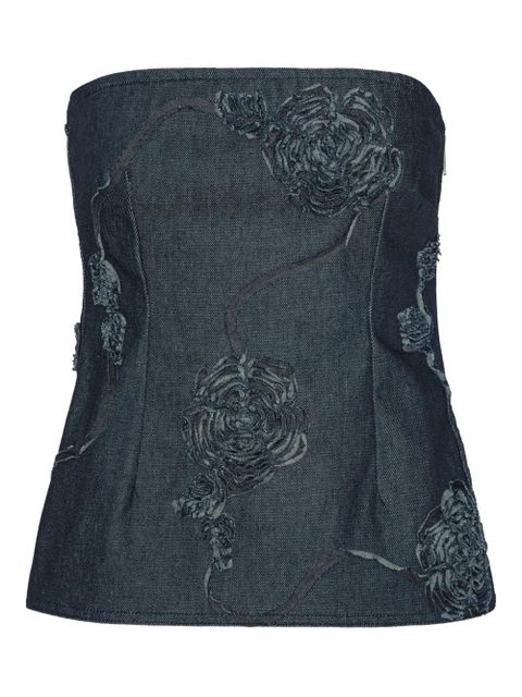ROTATE BIRGER CHRISTENSEN rose-embellished strapless top - Blue - zdjęcie produktu nr 1