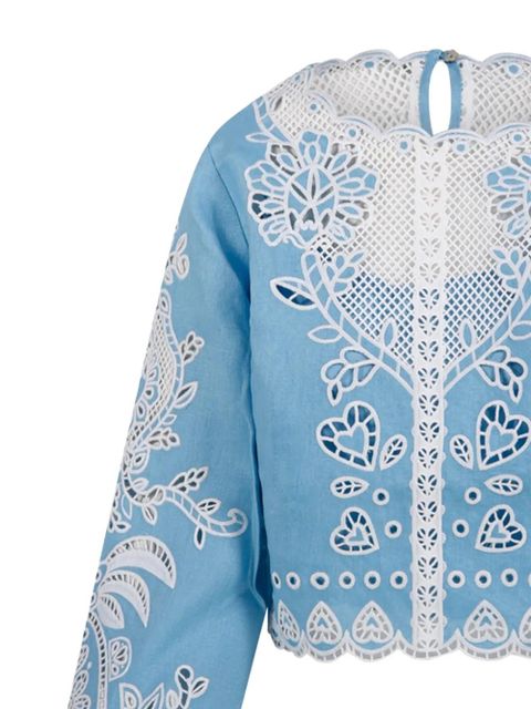 FARM Rio long-sleeve cut-out blouse - Blue