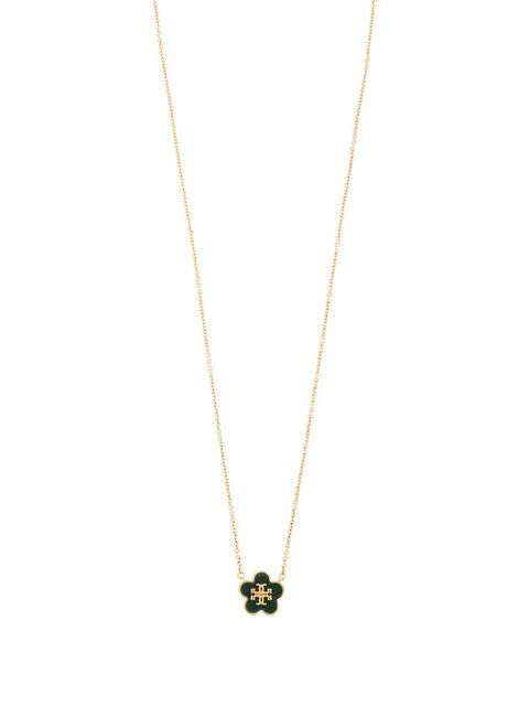 Tory Burch flower charm necklace - Green