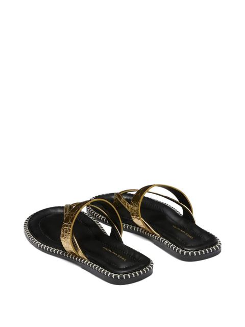DRIES VAN NOTEN textured-strap leather sandals - Gold