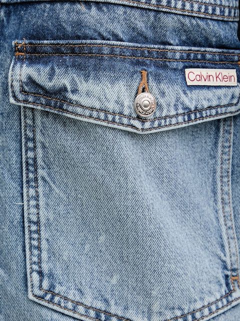 Calvin Klein Jeans kurtka jeansowa kolor niebieski przejściowa oversize LV047C730G
