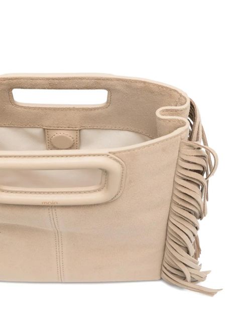 Maje fringed top-handle tote bag - Neutrals