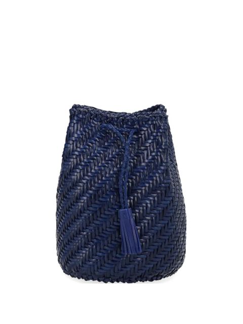 DRAGON DIFFUSION Pompom Double Jump Tan woven clutch bag - Blue - zdjęcie produktu nr 1