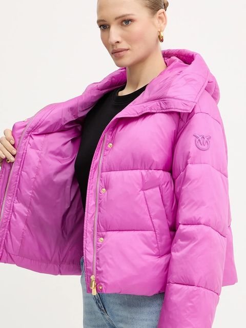 Pinko kurtka kolor różowy zimowa oversize 105656 A2TF