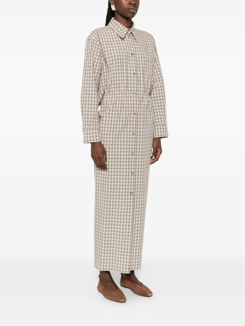 Nanushka plaid cutout maxi shirt dress - Neutrals