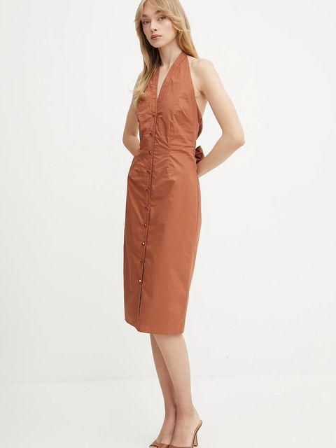 Marciano by Guess sukienka bawełniana PAT kolor brązowy mini prosta 5GGK43 7315A