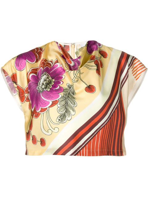 Chloé satin printed crop-top - Neutrals - zdjęcie produktu nr 1