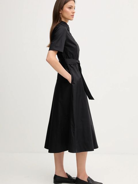 Dkny sukienka bawełniana kolor czarny midi rozkloszowana DJ5D9065