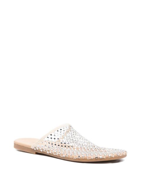 Alysi woven net-detail flat mules - White