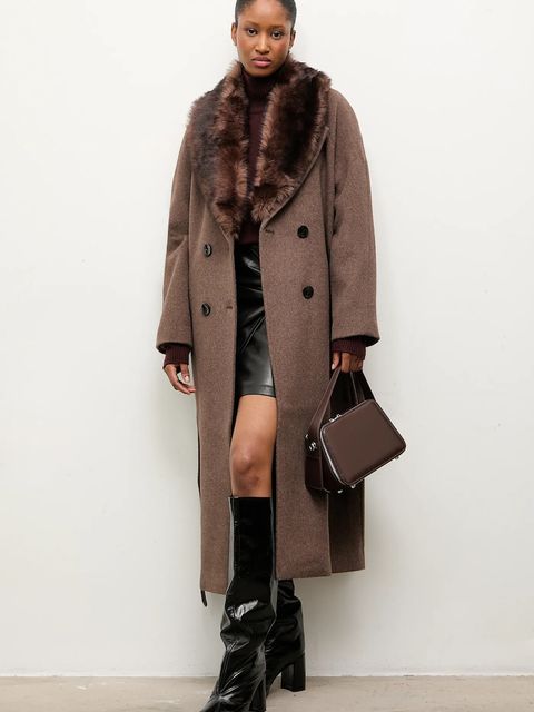 Answear.LAB płaszcz wełniany kolor brązowy - zdjęcie produktu nr 2