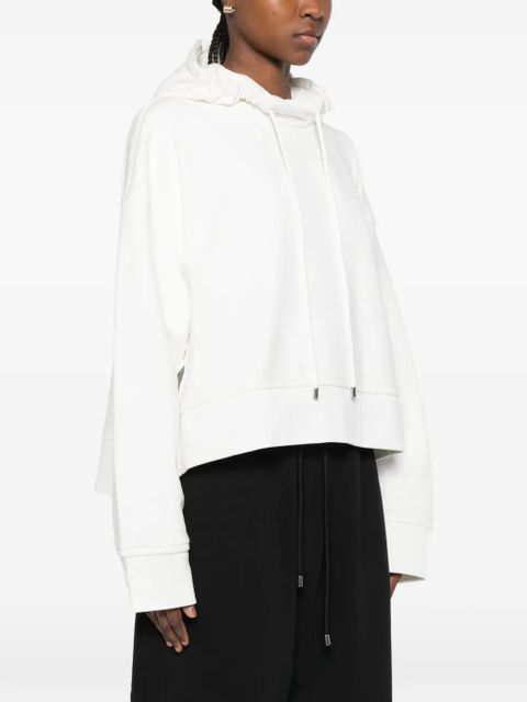 Sportmax Spdslogan drawstring hoodie - White