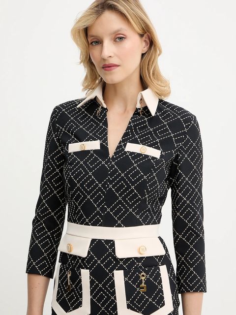 Elisabetta Franchi sukienka kolor czarny mini prosta ABS0156E2