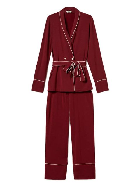 TWINSET Mannish belted pyjama trousers and top set - Red - zdjęcie produktu nr 1