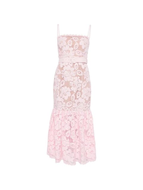 Self-Portrait square-neck belted midi dress - Pink - zdjęcie produktu nr 1