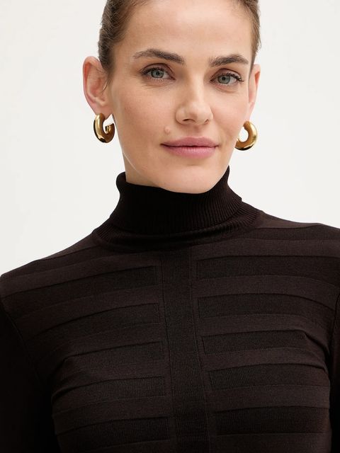 Morgan sweter MENTOS.M damski kolor brązowy z golfem MENTOS.M