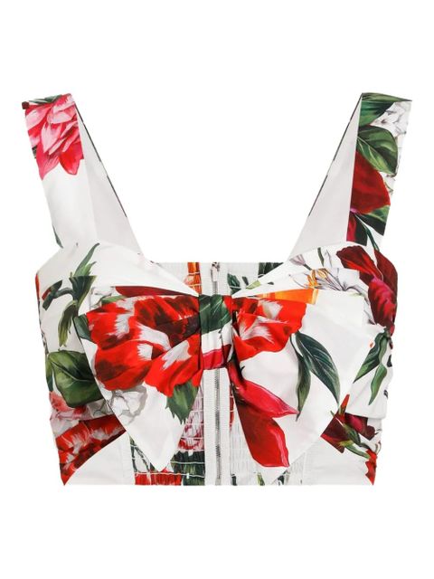 Dolce & Gabbana flower-print poplin top - White - zdjęcie produktu nr 1
