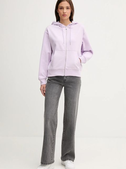 Calvin Klein Jeans bluza damska kolor fioletowy z kapturem z nadrukiem LV047B270G - zdjęcie produktu nr 2