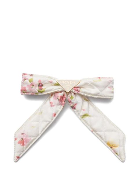 Prada quilted floral-print bow hair clip - White - zdjęcie produktu nr 1