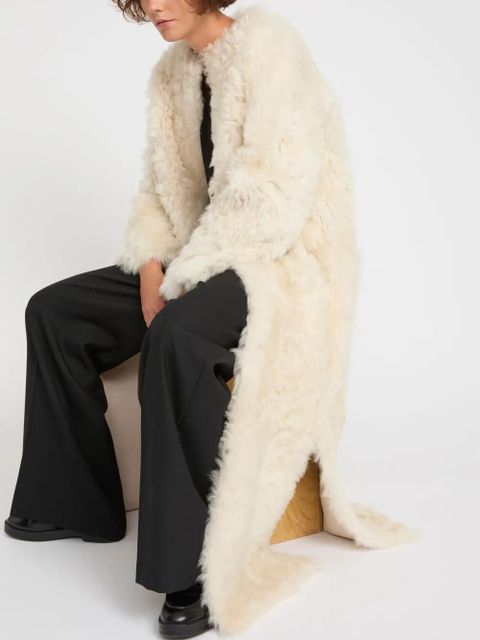 Yves Salomon Extra Long Toscana Lambskin coat - White