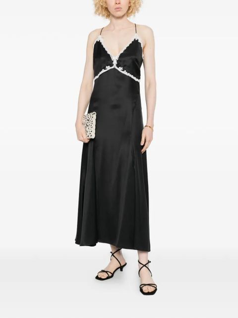 PINKO Albino lace-trim satin dress - Black - zdjęcie produktu nr 2