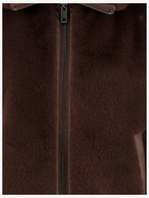 PINKO faux-fur zip-up gilet - Brown
