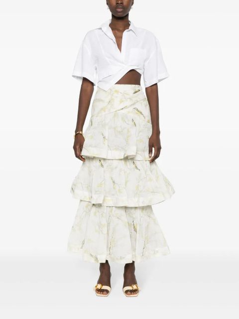 ZIMMERMANN pleated tired midi skirt - Neutrals