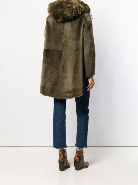Yves Salomon hooded shearling coat - Green
