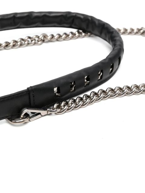 Alexander McQueen chain-link & leather belt - Black - zdjęcie produktu nr 2