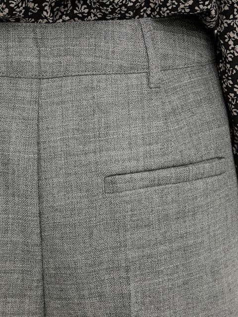 Marc O'Polo spodnie wełniane damskie kolor szary proste high waist 600006810005