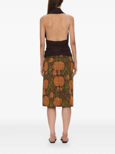 Christopher Esber upholstered brocade midi skirt - Brown