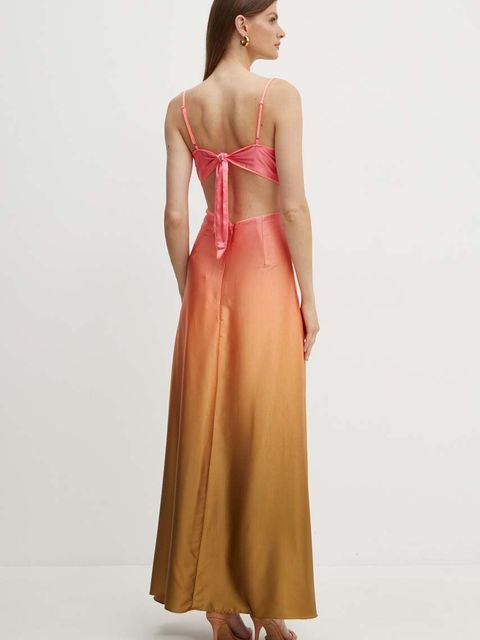 Bardot sukienka KARLOTTA kolor różowy maxi rozkloszowana 57322DB5