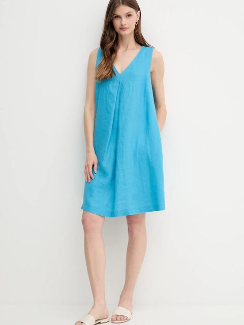 United Colors of Benetton sukienka lniana - zdjęcie produktu nr 2