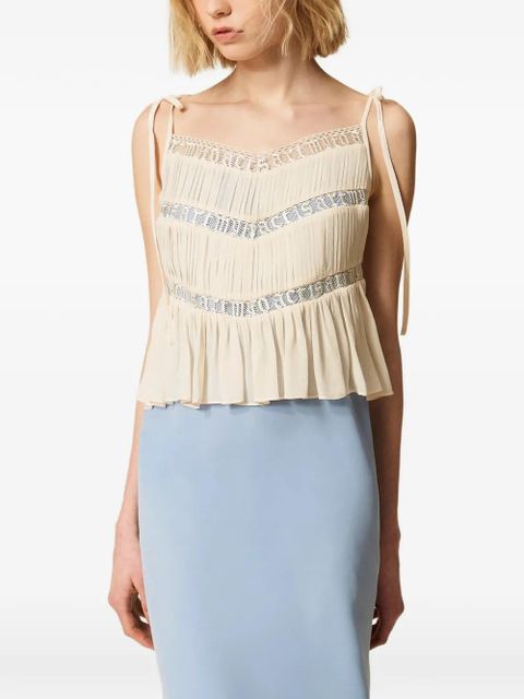 TWINSET lace-trim midi dress - Blue