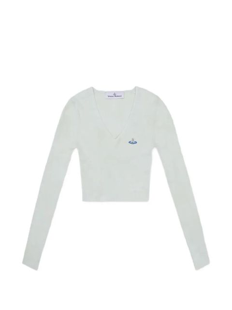 Vivienne Westwood V-neck logo-embroidery sweater - Green - zdjęcie produktu nr 1