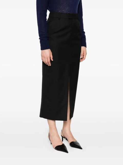ANINE BING front-slit wool skirt - Black