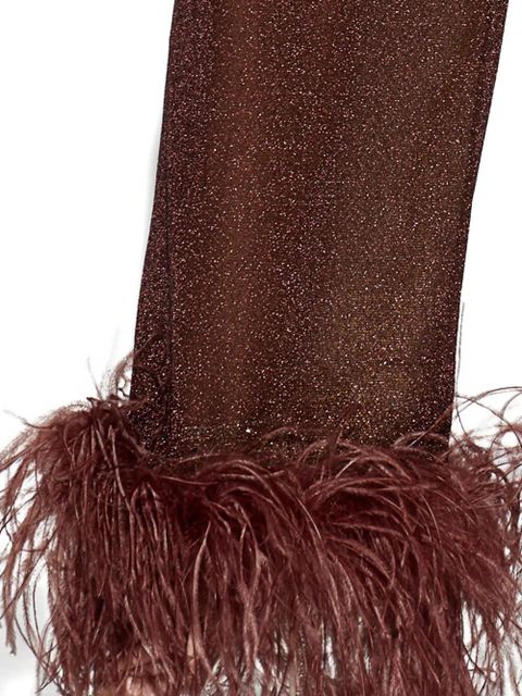 Oséree plumage feather-trim trousers - Brown