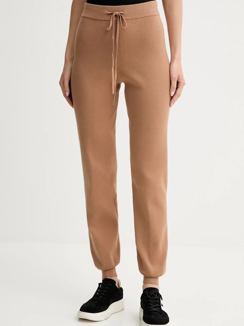 Twinset spodnie dresowe damskie kolor brązowy gładkie 252TP3408 - zdjęcie produktu nr 1