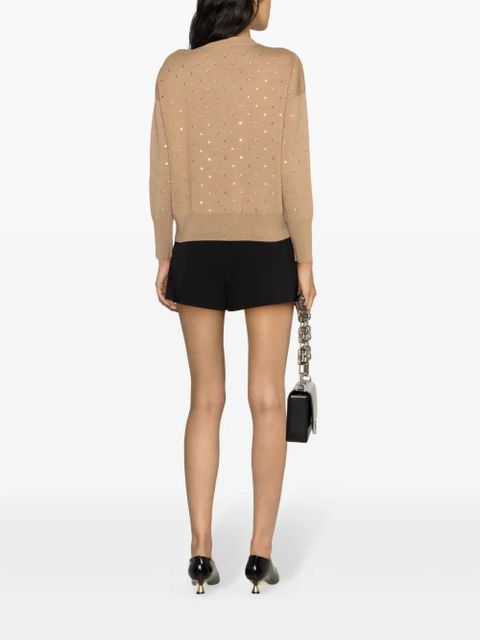 Rabanne crystal-embellished wool jumper - Brown
