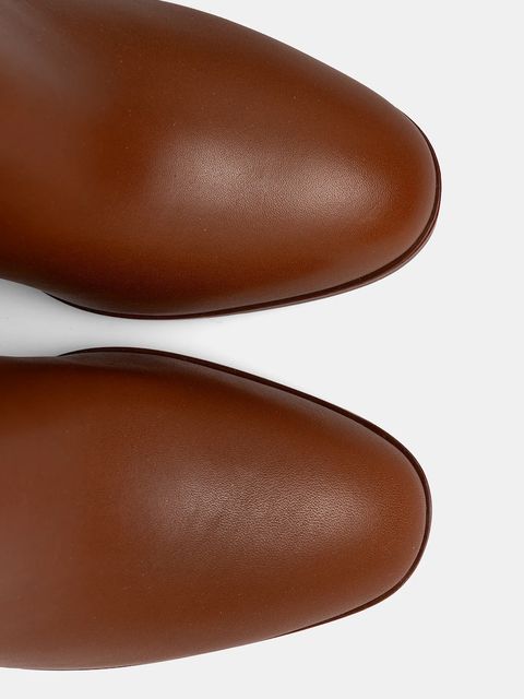 Lauren Ralph Lauren kozaki skórzane Charly damskie kolor brązowy na słupku 802974388001